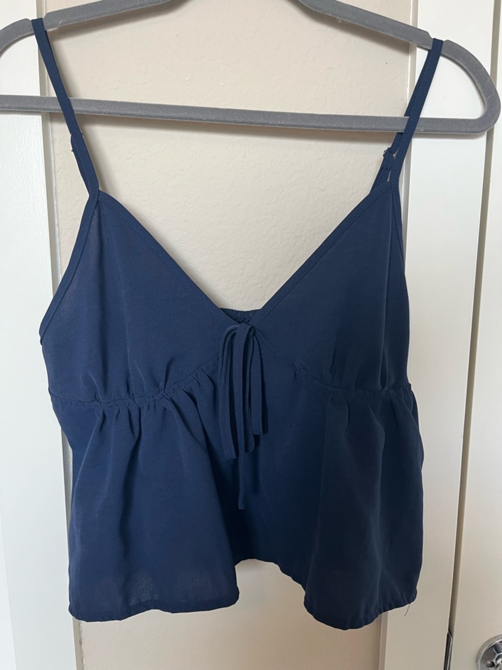 Women's Navy Tie-Front Spaghetti Strap Top